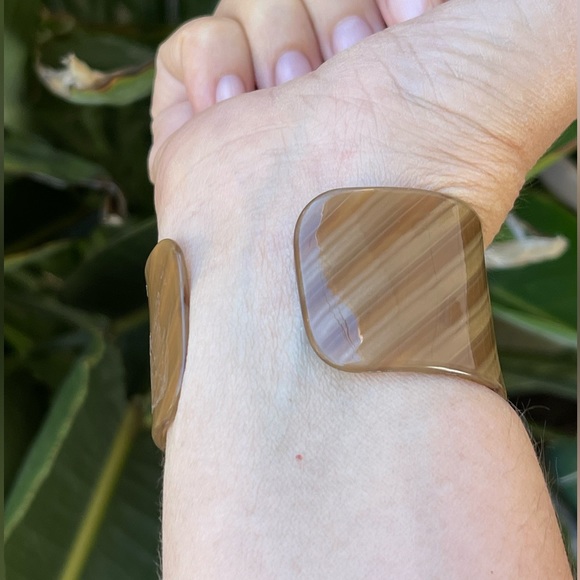 Cellulose acetate brass diamanté crystal wide open cuff bracelet - Picture 9 of 9